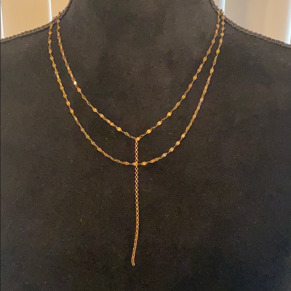 18K Yellow Gold Vermeil Double Necklace & Pyrite